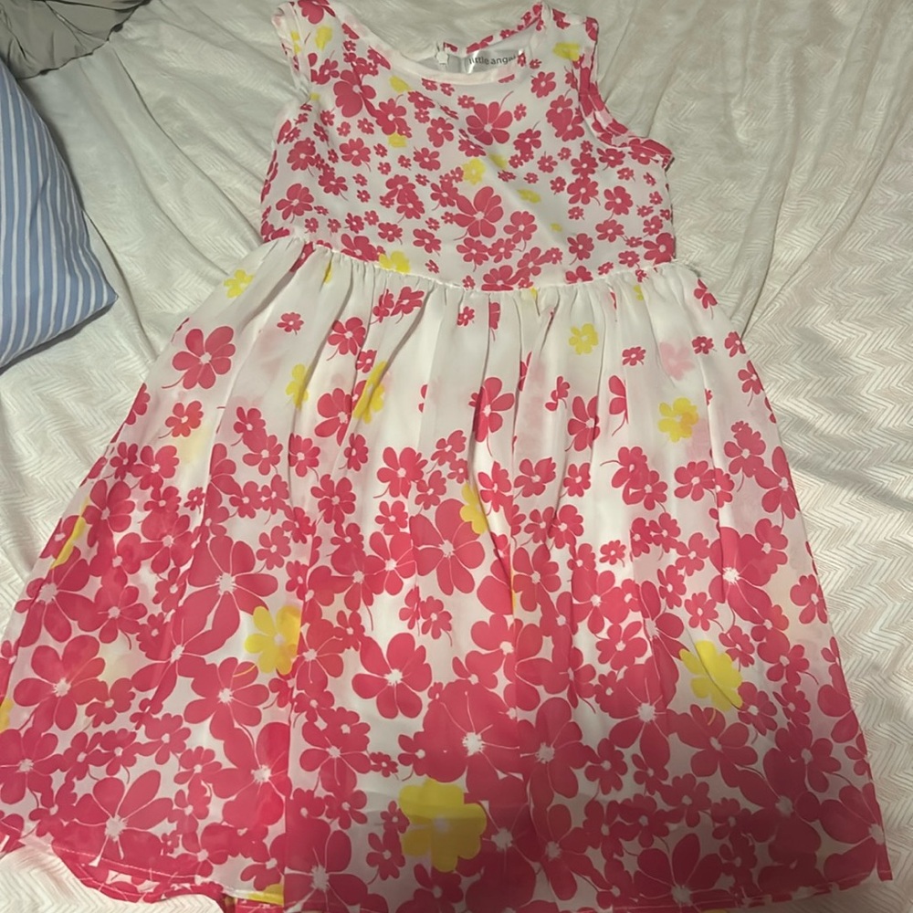Little Angels by Us Angels Pink & Yellow Floral Dress - 5